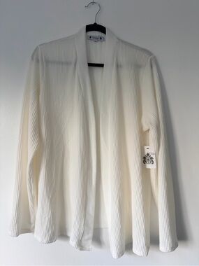 White Open Front Ribbed Cardigan Size XL